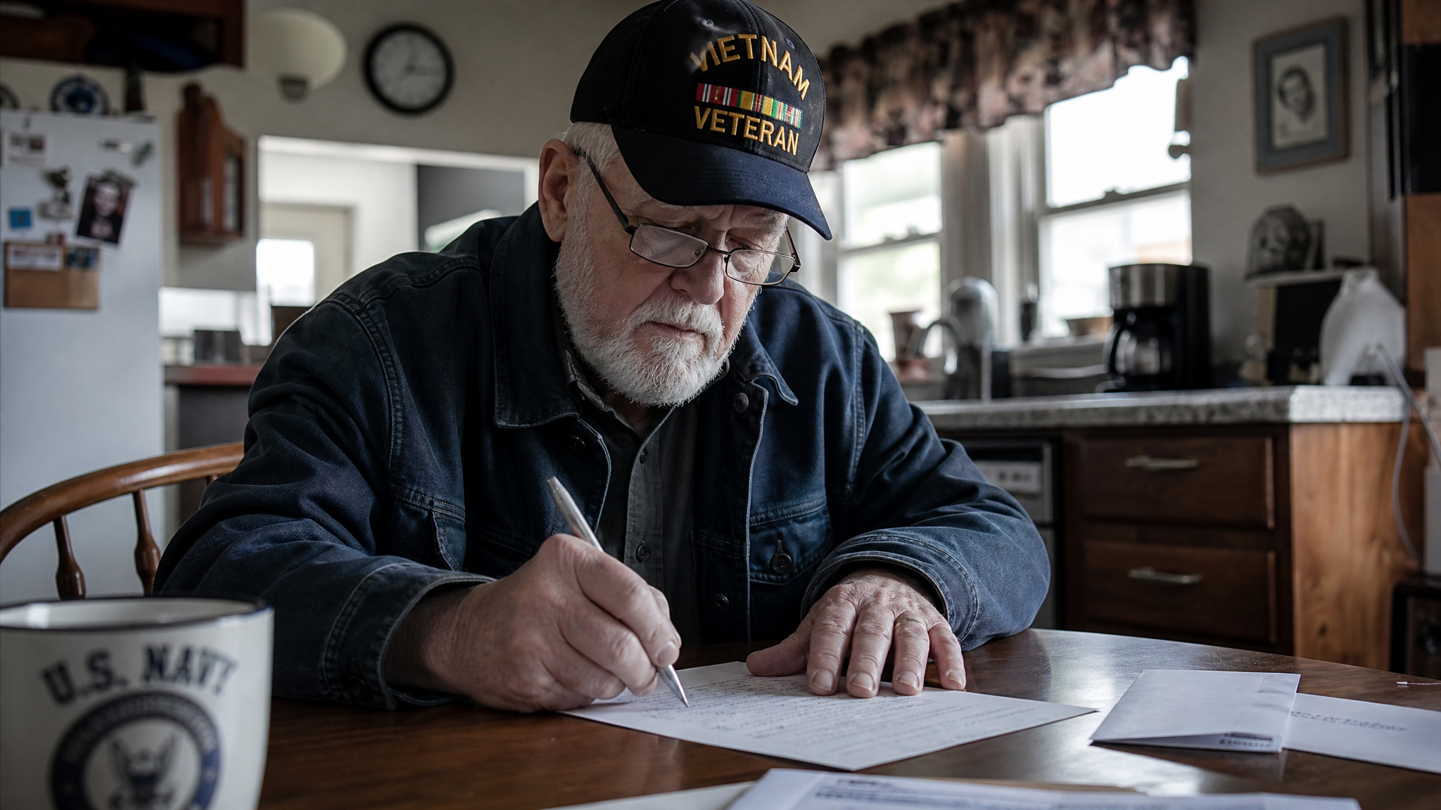 Veteran and a former squad member writing out a buddy statement about shared exposure