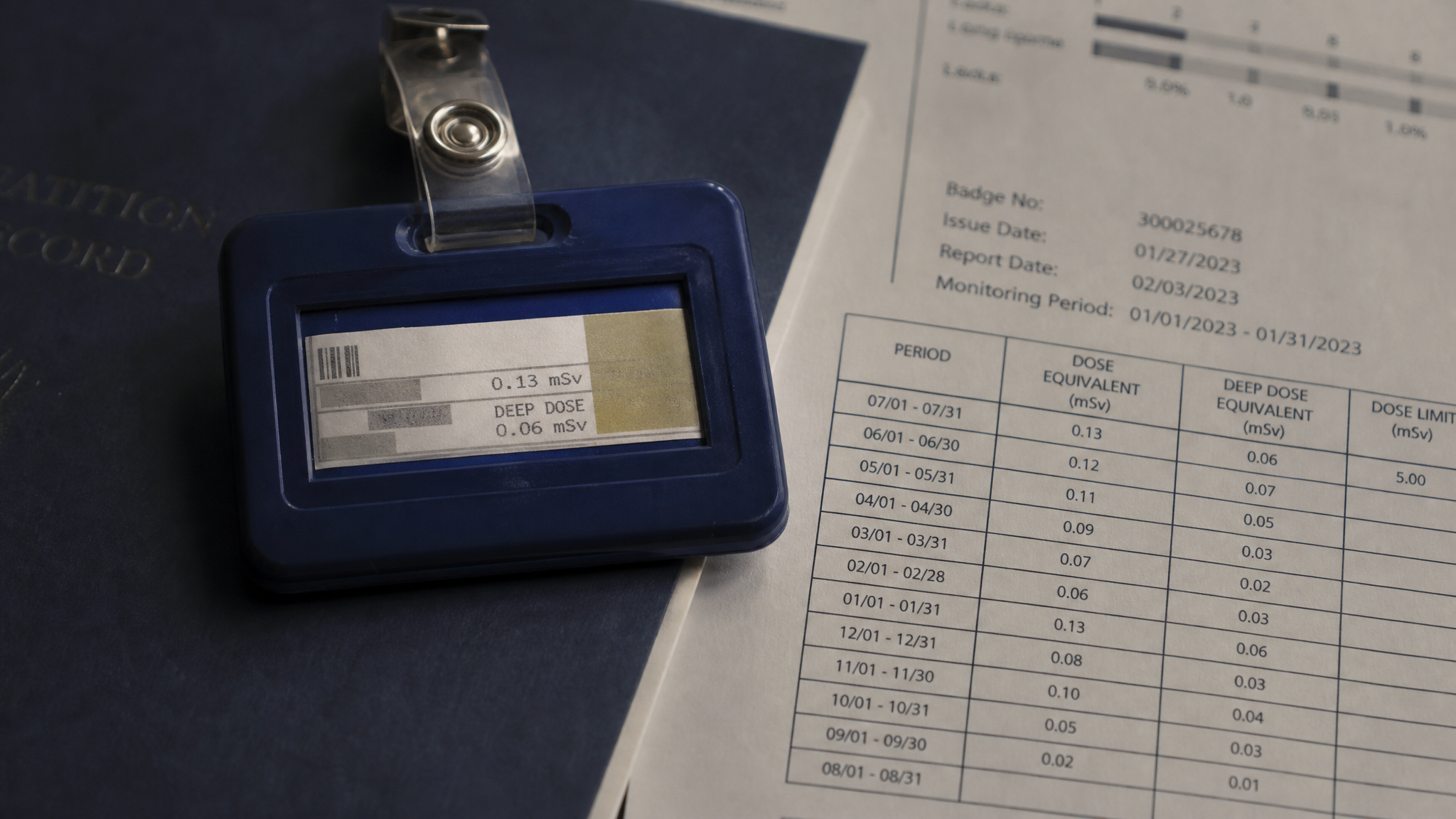 Radiation dosimetry records and film badge data used to develop a claim