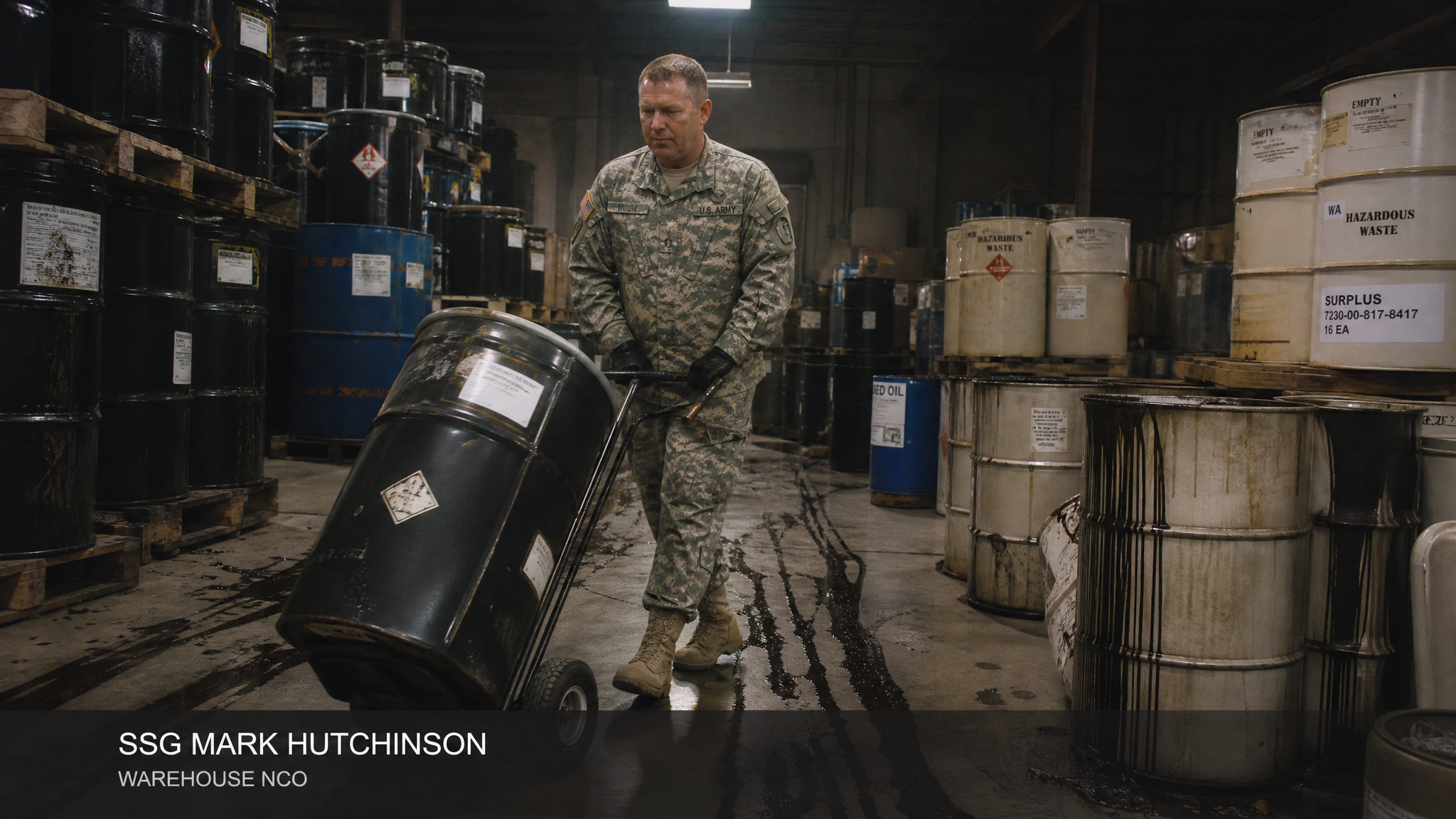 Warehouse & supply duty — real toxic exposure sources on the job